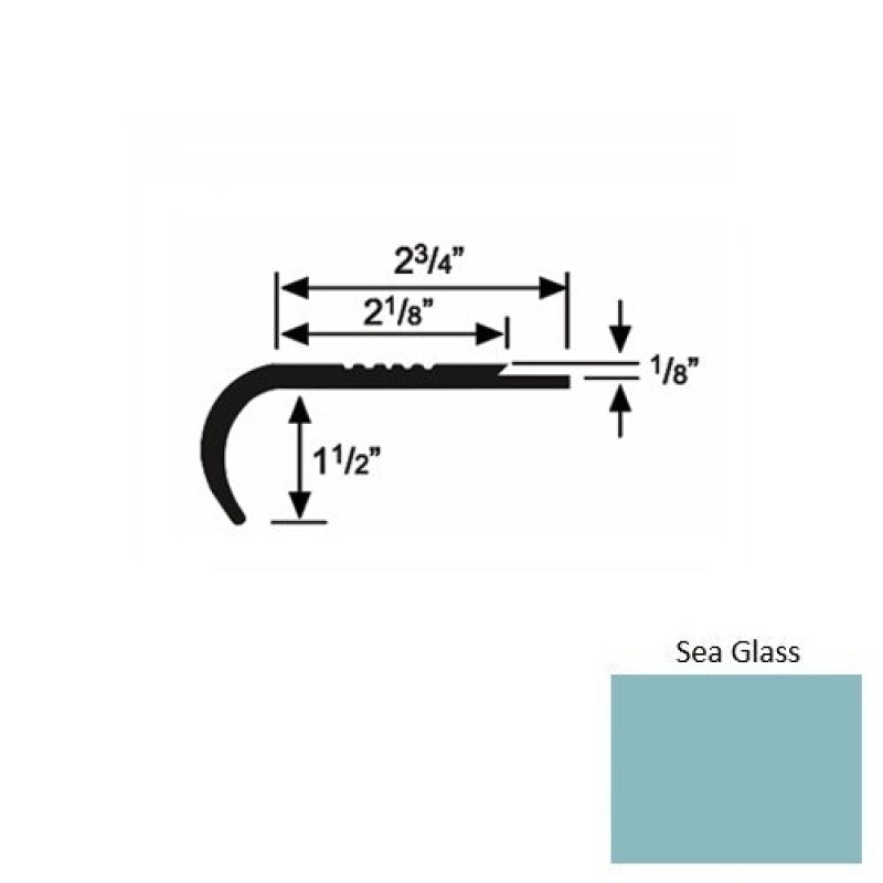 Solid 10 Sea Glass Rubber Underlap Stair Nosing (Rd) - 2 3/4" X 9 Ft (108")