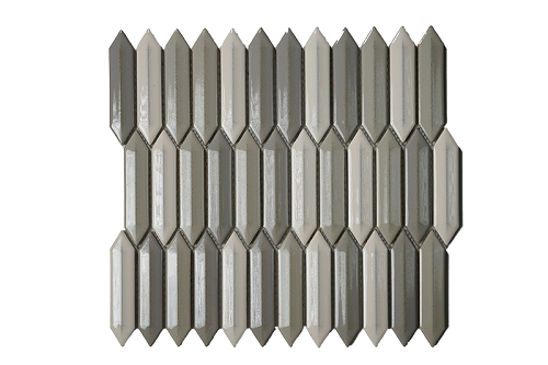 Cc Mosaics+ Mixed White, Tender Gray & Taupe Porcelain Mosaic - Picket Fence - Glossy
