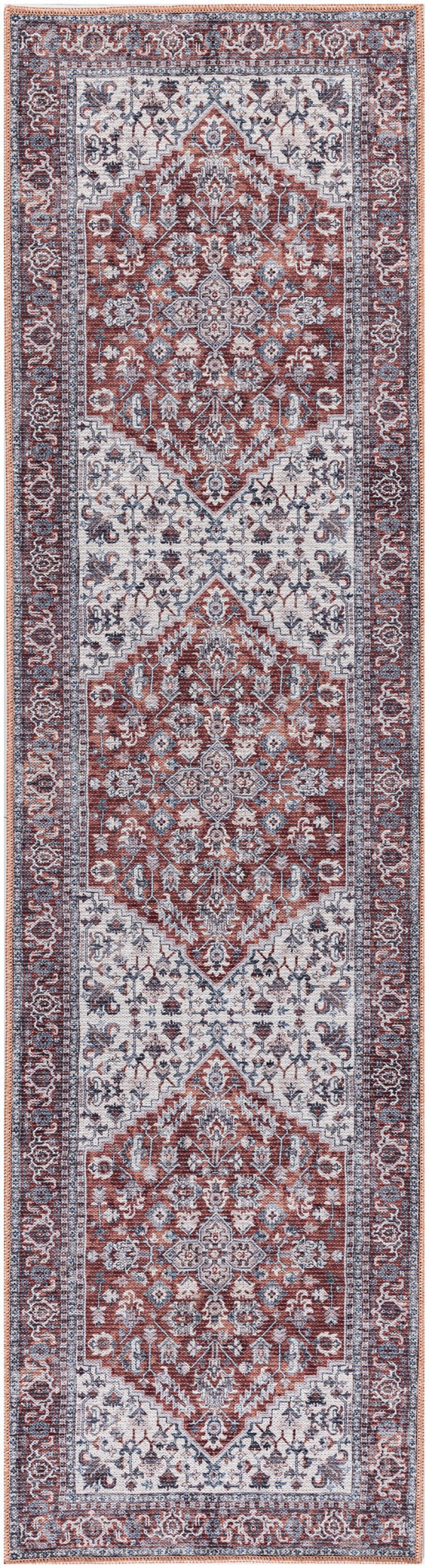 Machine Washable Series 1 Sr104 Brick Ivory Runner Rug