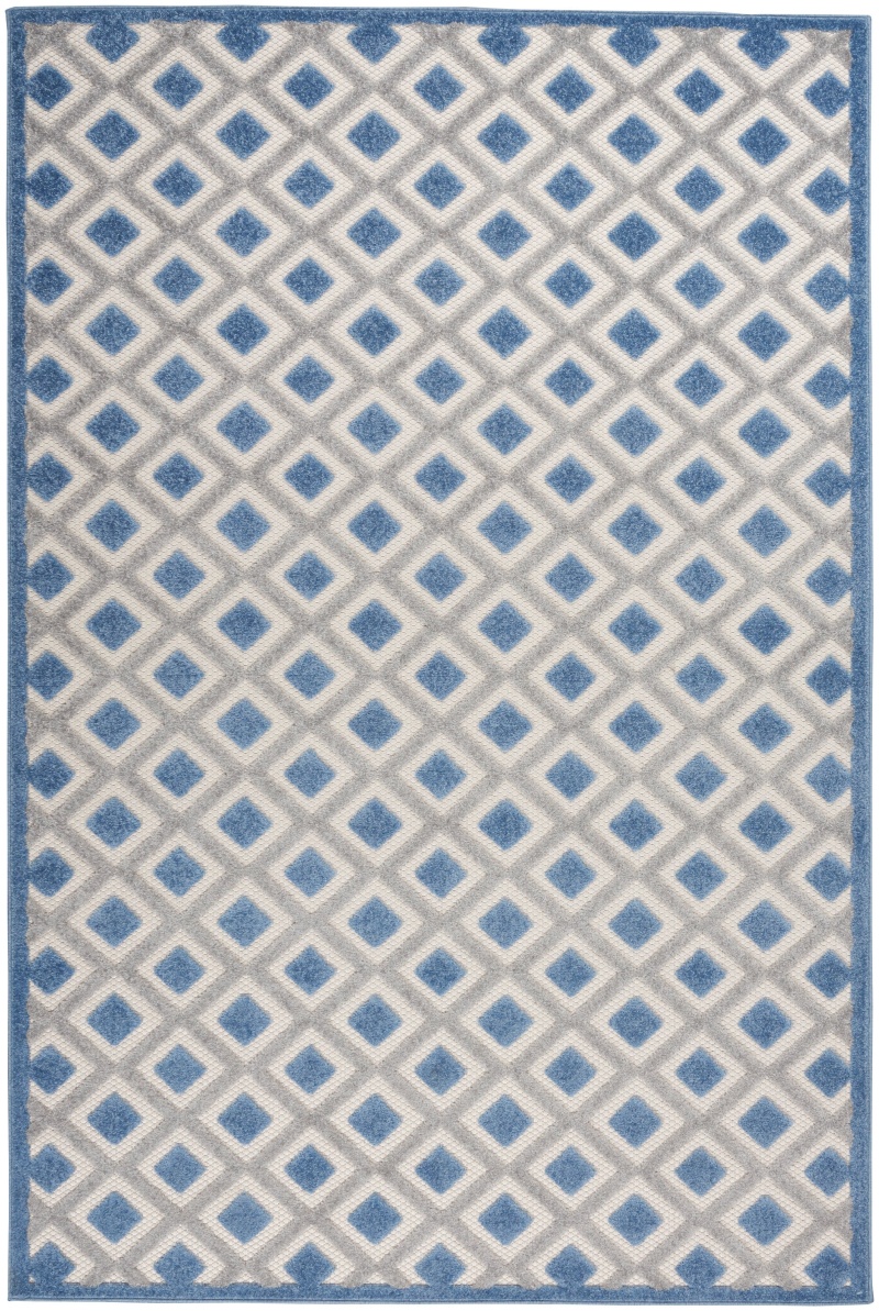 Aloha Blue / Grey Polypropylene Modern Area Rug 6 ft x 9 ft