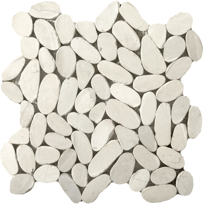 Venetian Ivory Pebble Mosaic - 12" X 12" - Flat Matte