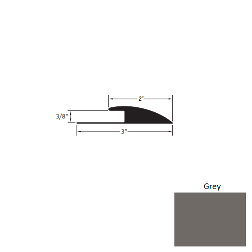 Johnsonite Grey Vinyl Moulding / Trim - 2" X 12 Ft (144") X 3/8" Edge Guard - Edge Guard
