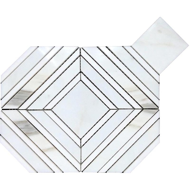 Tuscany Calacatta Gold / Thassos Marble Mosaic - Pienza - Polished