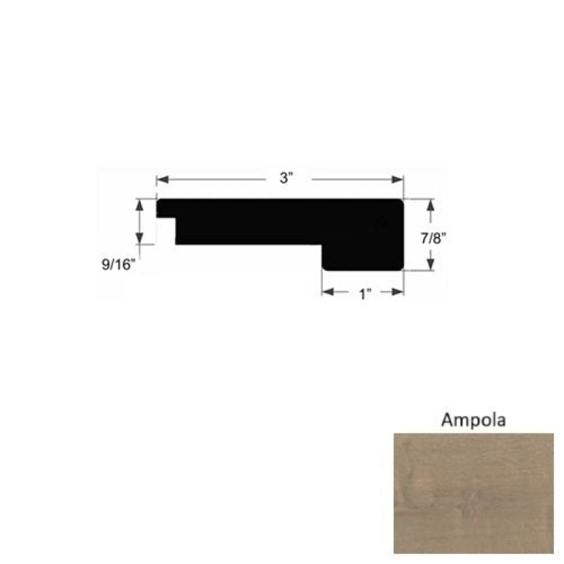 Lago Ampola Hardwood Moulding / Trim 3" x 90" Square Stair Nose