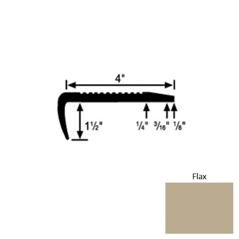 Solid 01 Flax Rubber Commercial Stair Nosing (Sq) - 4" X 9 Ft (108")
