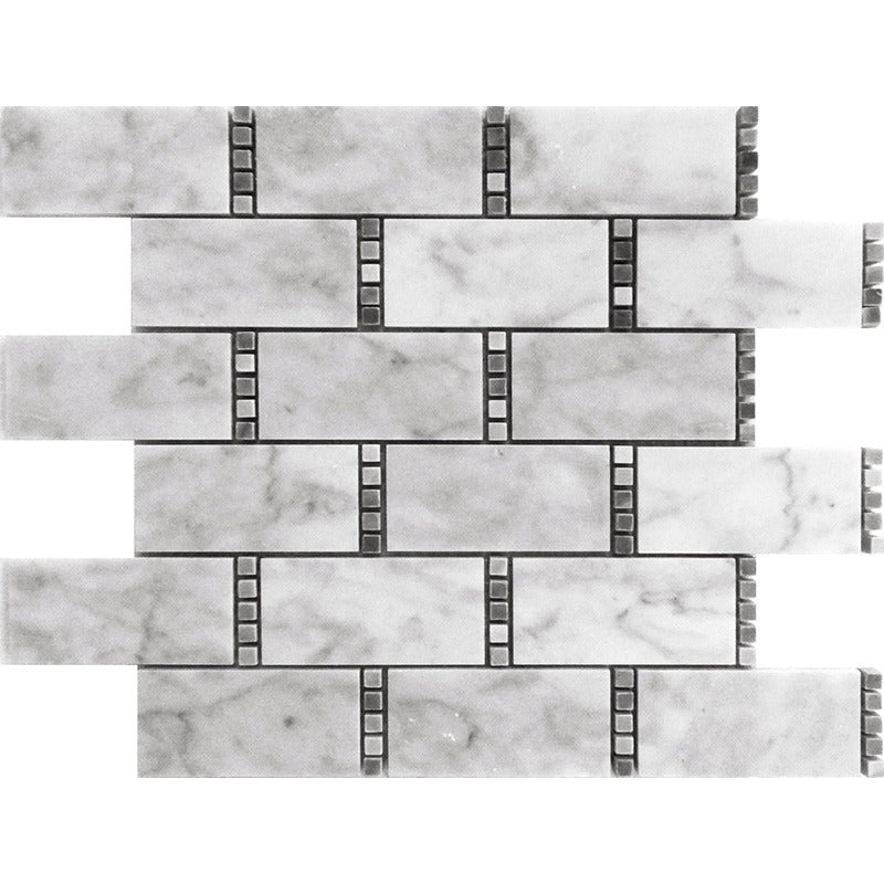 Dc Metro Bianco Carrara / Bardiglio Nuvolato Marble Mosaic - Arlington - Polished