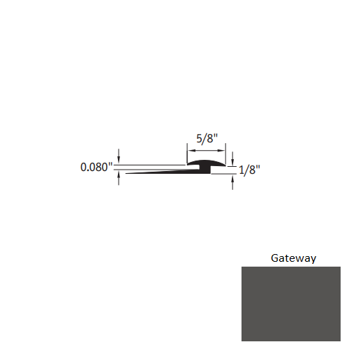 Johnsonite Gateway Vinyl Moulding / Trim - 5/8" X 12 Ft (144") X 1/8" - .080" Slim Line Transition - Slim Line Transition