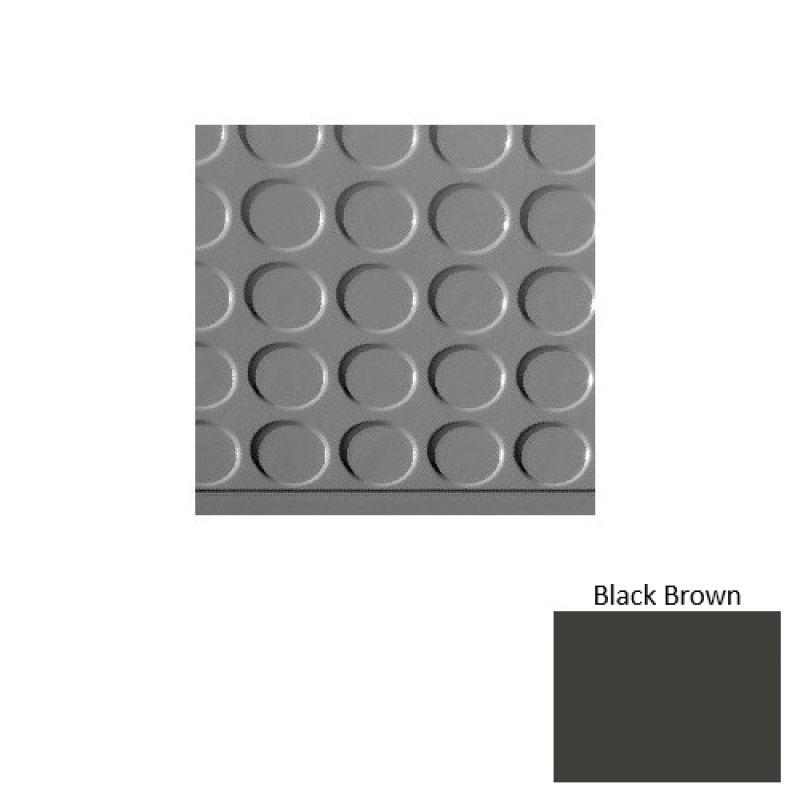 Solid 97 Black Brown Vantage Raised Circular 15" Depth Rubber (Sq) Stair Tread With Dupont Kevlar - Textured
