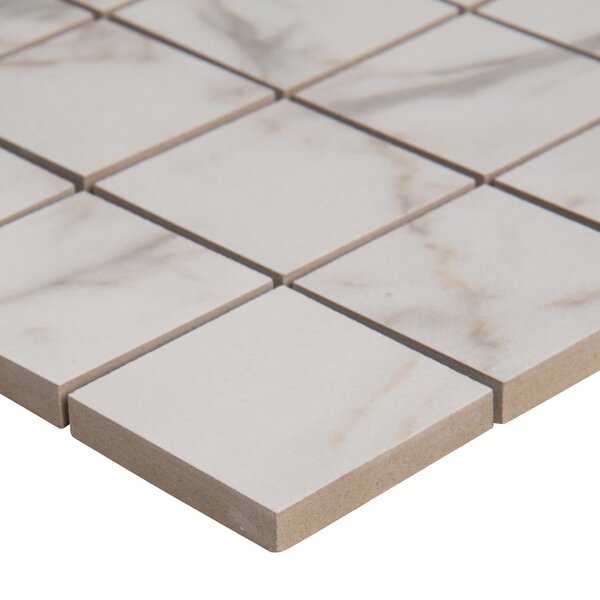 Essentials White Vena Ceramic Mosaic - 2" X 2" - Matte, Per Pack: 8 Enter Quantity In Sqft