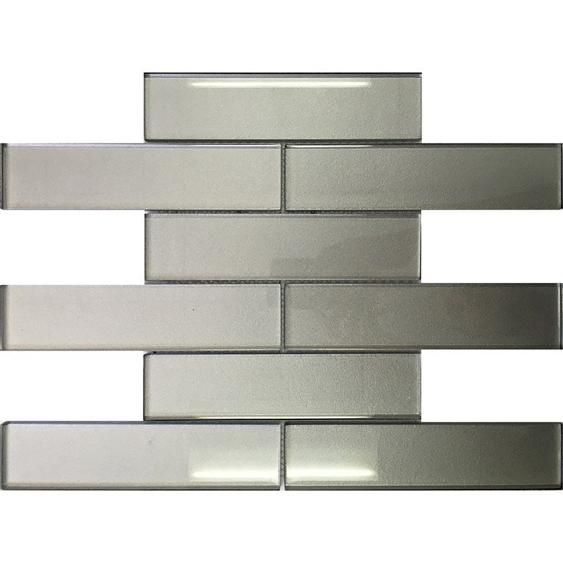 Galaxy Pewter Glass Mosaic - 1.9" X 7.7" Brick - Glossy