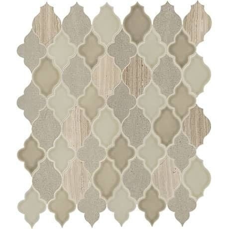 Raine Cumulus Gray Blend Marble Mosaic - Arabesque - Polished