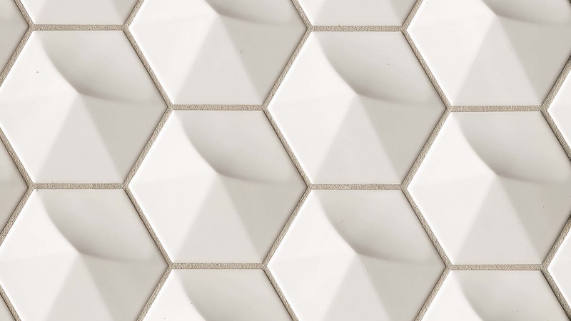 Hedron 3D Fog Ceramic Tile - Glossy - 4" X 5"