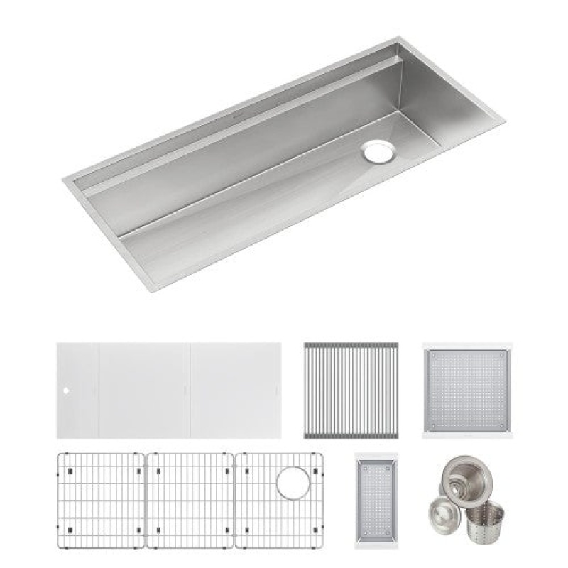 Cs45wpk Circuit Chef Stainless Steel Undermount Single Bowl Workstation Kitchen Sink - 45 1/2" X 20 1/2" X 10" - Stainless Steel