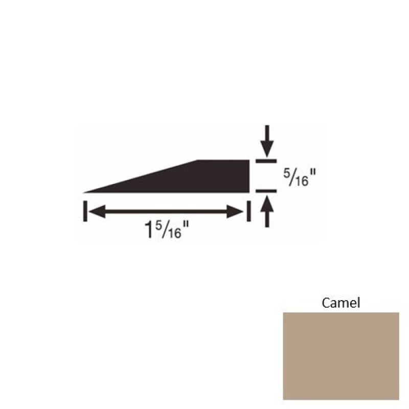 Solid 25 Camel Rubber Reducer Strip - 1 5/16" X 9 Ft (108") X 5/16"
