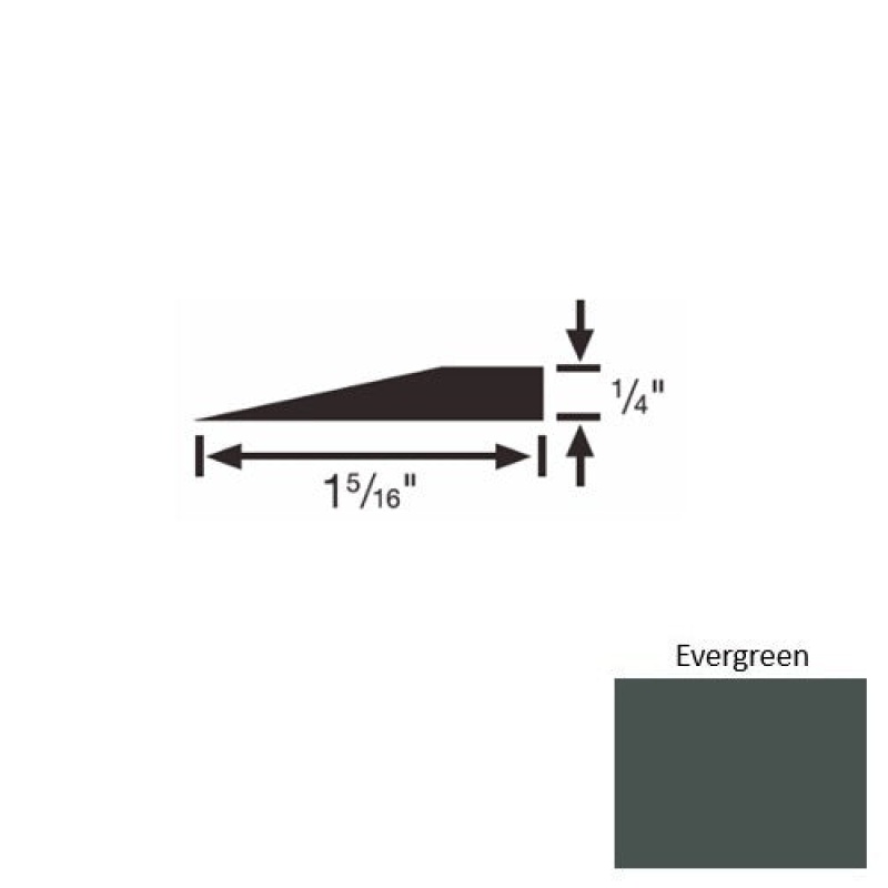Solid 24 Evergreen Rubber Reducer Strip - 1 5/16" X 9 Ft (108") X 1/4"