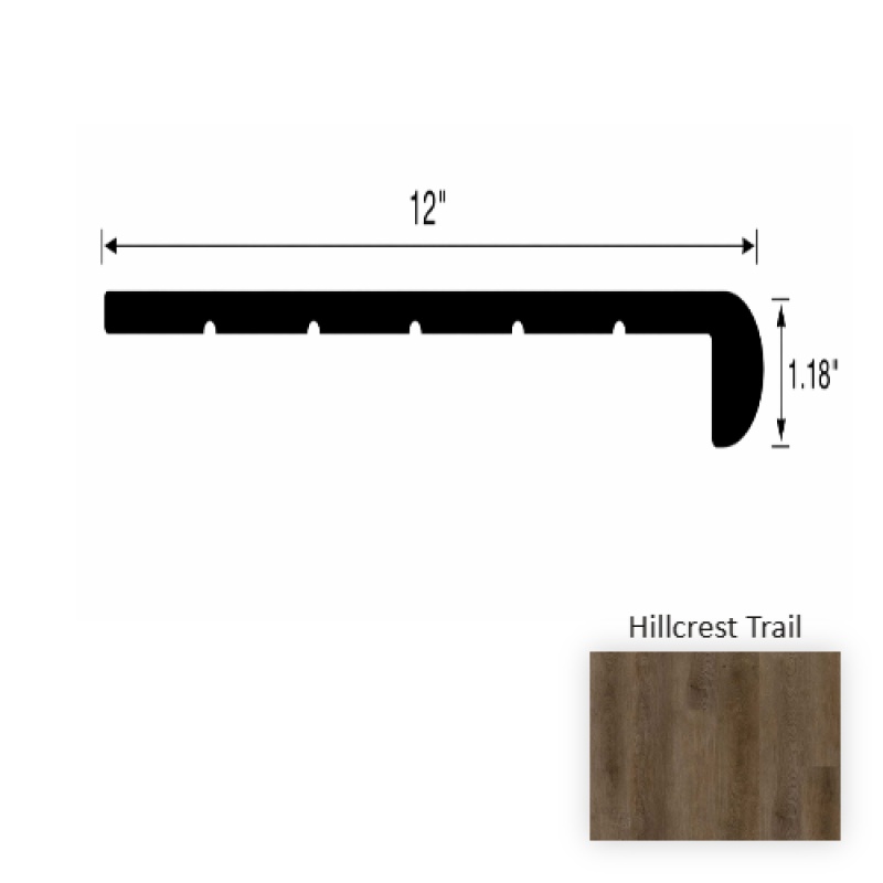 Versacore Pureedge Hillcrest Trail Luxury Vinyl Moulding / Trim - 12" X 48" Round Stair Tread - Ceramic Bead