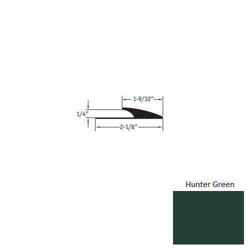 Johnsonite Hunter Green Vinyl Moulding / Trim - 1 9/32" X 12 Ft (144") X 1/4" Edge Guard - Edge Guard