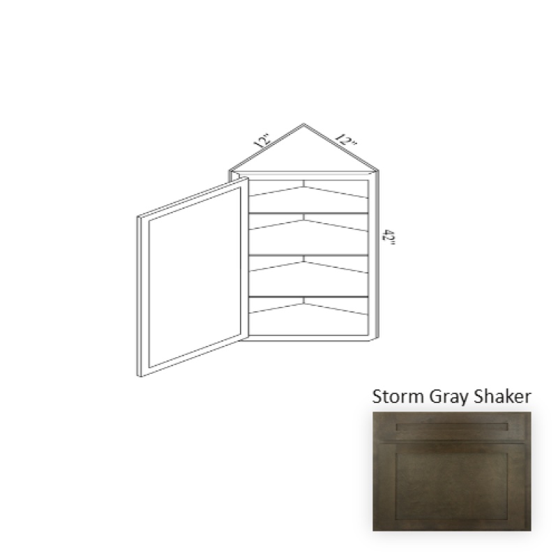 Wa1242 Storm Gray Shaker Wood Kitchen Wall Cabinet - 12" X 42" X 12" (Assembly Required) - Storm Gray Shaker