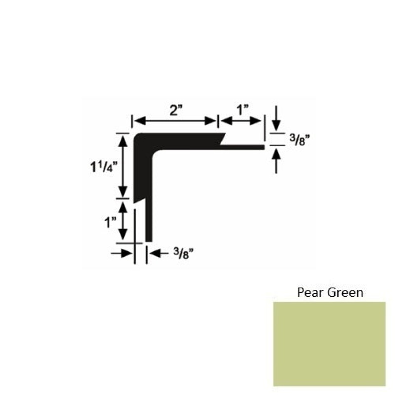 Solid 15 Pear Green Rubber Double Flange Carpet Stair Nosing