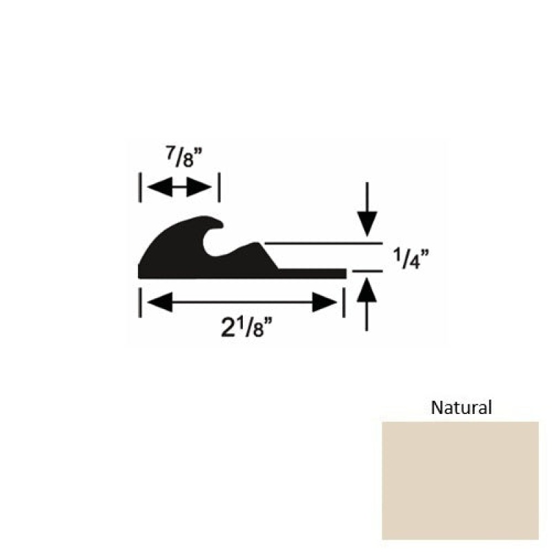 Solid 41 Natural Rubber Tackless Carpet Bar - 2 1/8" X 9 Ft (108") X 1/4"