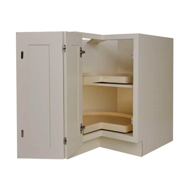 Antique White Wood Kitchen Corner Lazy Susan Base Cabinet - 33" X 24" X 34.5" (Assembly Required) - Antique White