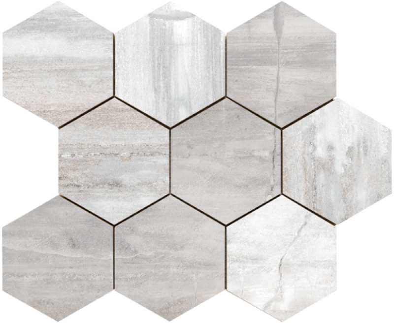 Fossil Pearl Porcelain Mosaic - Hexagon - Natural