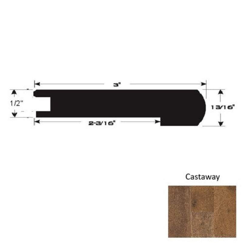Castaway Hardwood Moulding / Trim, 90" Flush Stairnose