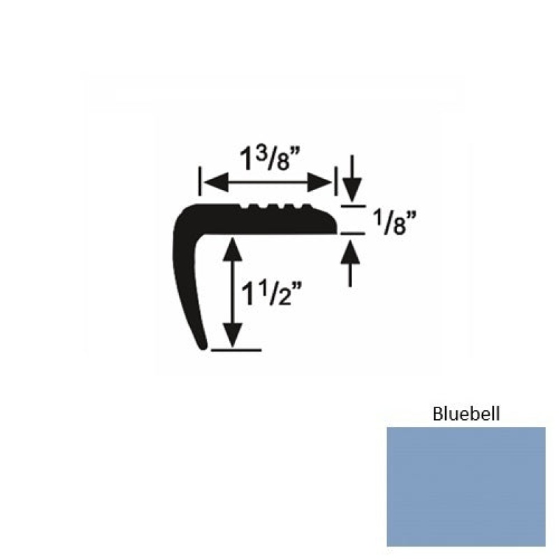 Solid 05 Bluebell Rubber Domestic Stair Nosing (Sq) - 1 3/8" X 9 Ft (108")