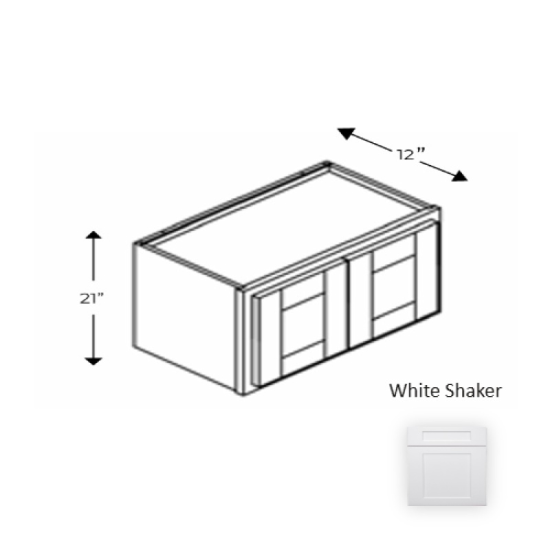 Framed Shaker Premium White Shaker Natural Clear Coat Wood Kitchen Wall Cabinet - 36" X 21" X 12" - Natural Clear Coat