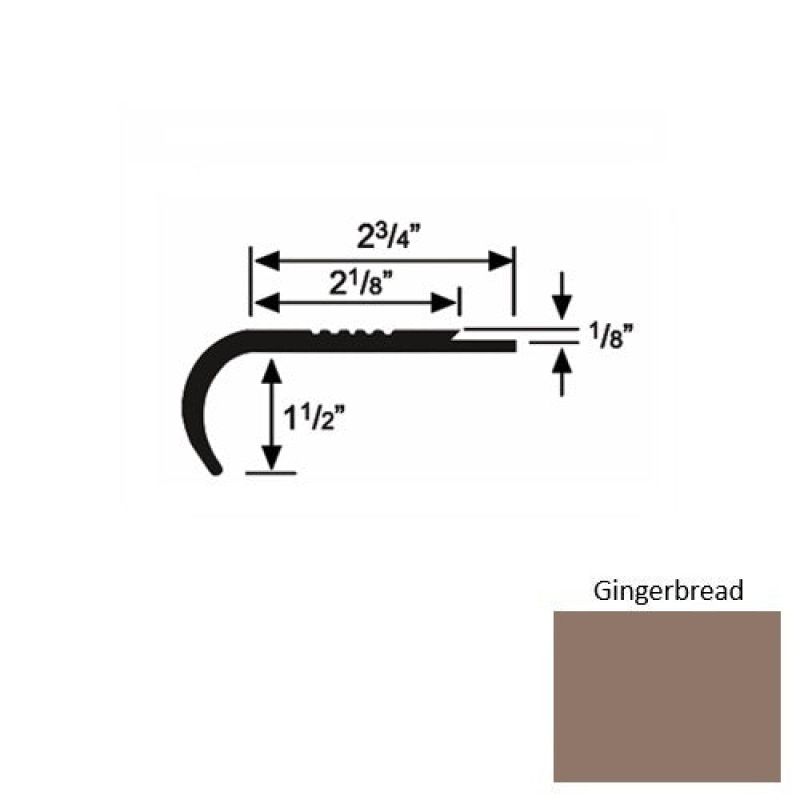 Solid 10 Gingerbread Rubber Underlap Stair Nosing