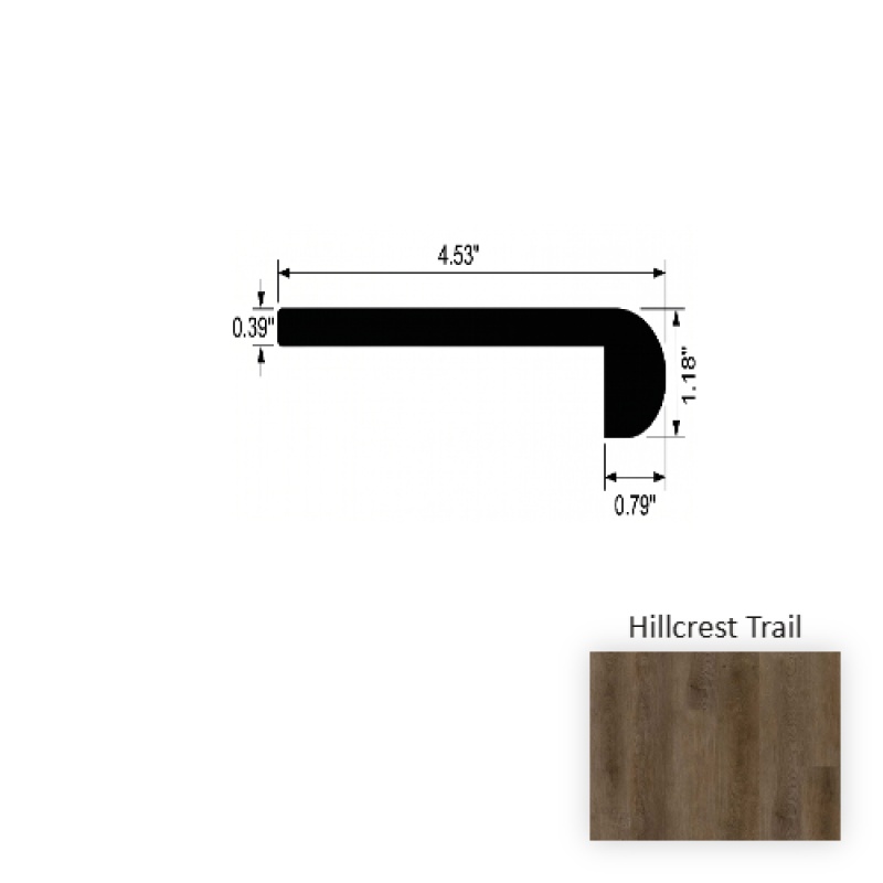 Versacore Pureedge Hillcrest Trail Luxury Vinyl Moulding / Trim - 4.5" X 94.5" Flush Round Stair Nose - Ceramic Bead