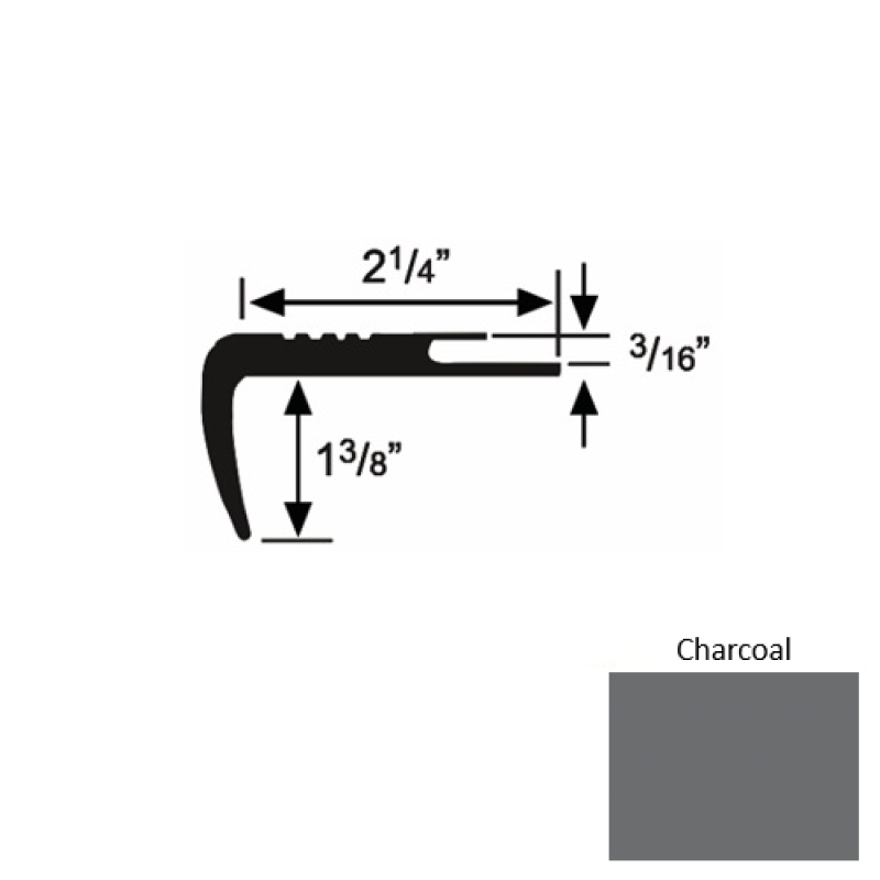 Solid 17 Charcoal Rubber Undercut Carpet Nosing