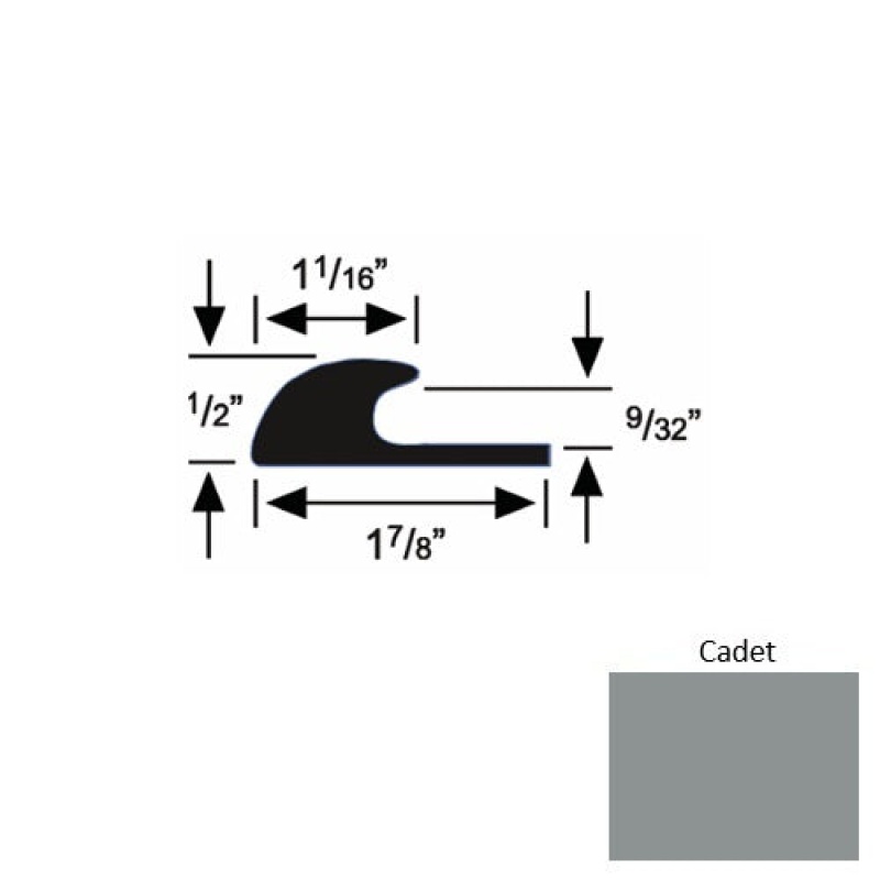 Solid 40 Cadet Rubber Carpet Edge Guard - 1 7/8" X 9 Ft (108") X 9/32"