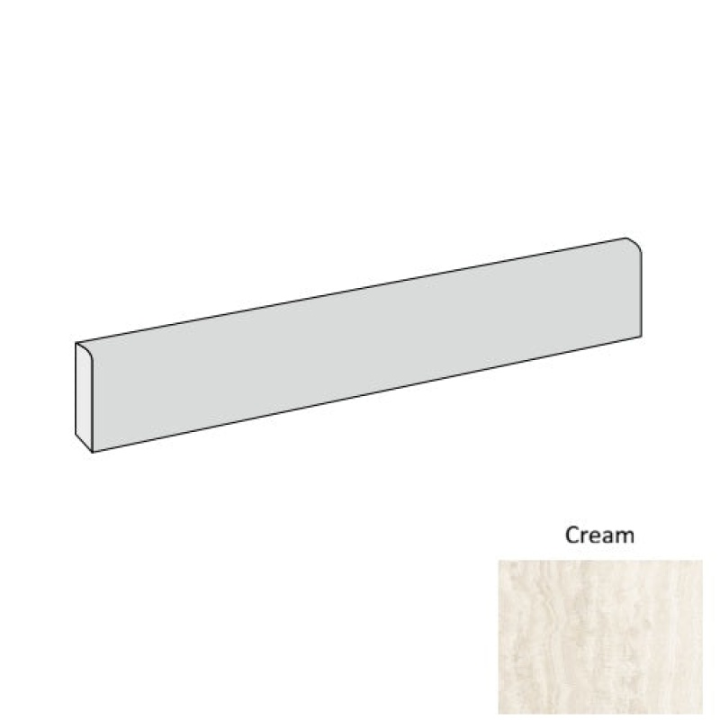 Travertine Cream Porcelain Floor Trim - 3" X 24" Bullnose - Natural