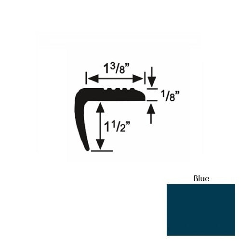 Solid 05 Blue Rubber Domestic Stair Nosing (Sq) - 1 3/8" X 9 Ft (108")
