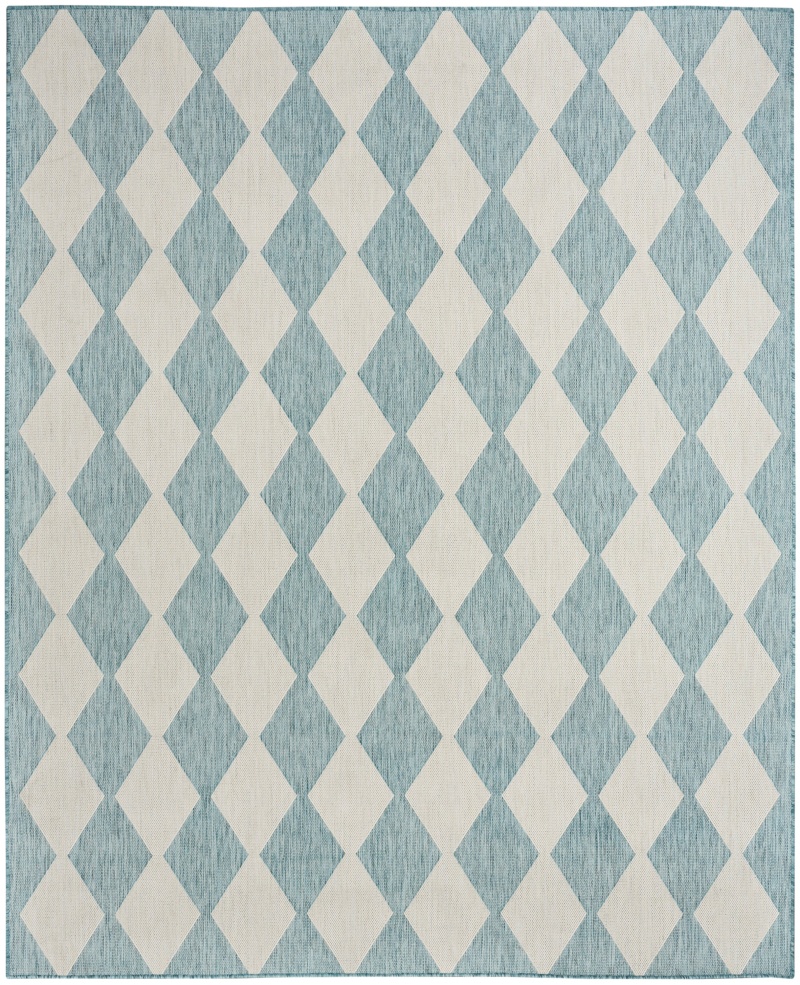 Positano Pos04 Aqua Polypropylene Modern Area Rug, 5 Ft x 7 Ft