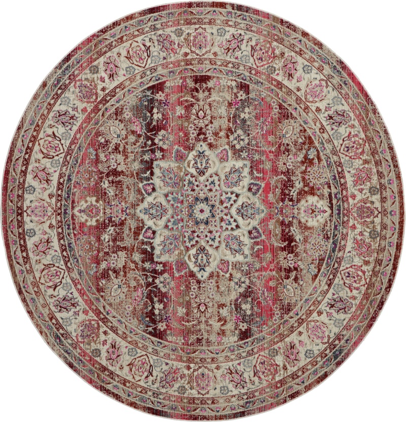 Vintage Kashan Vka01 Red Polypropylene Vintage Area Rug