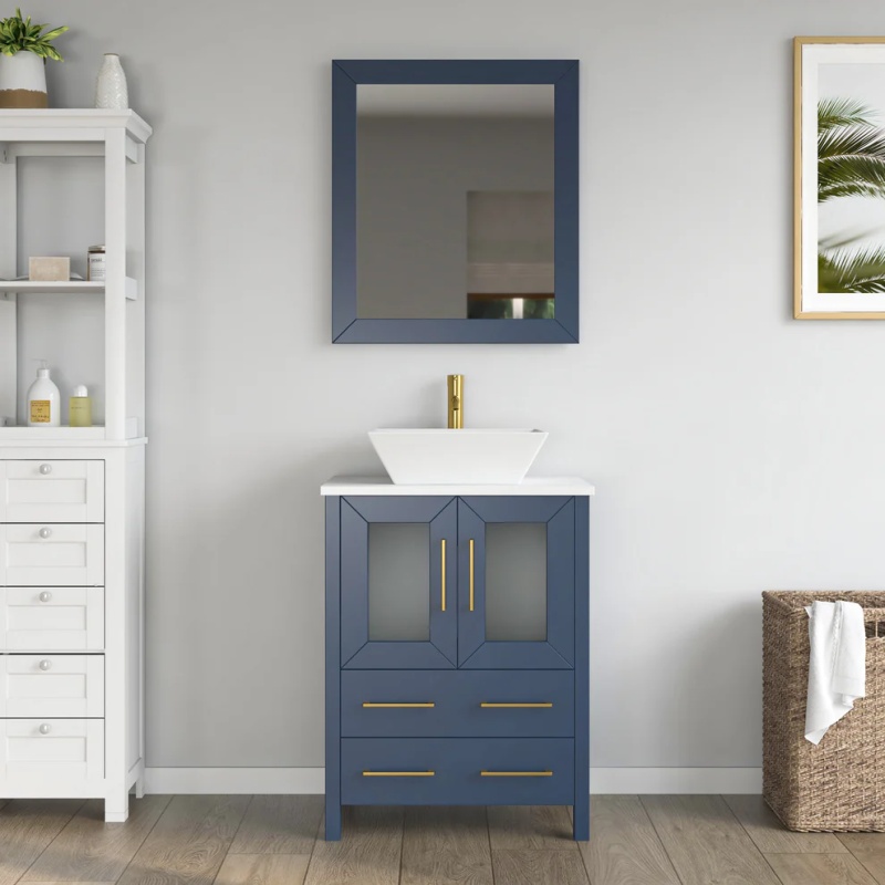 Cvc Blue Solid Wood Vanity Cabinet - 84" X 18.5" X 36" - Blue