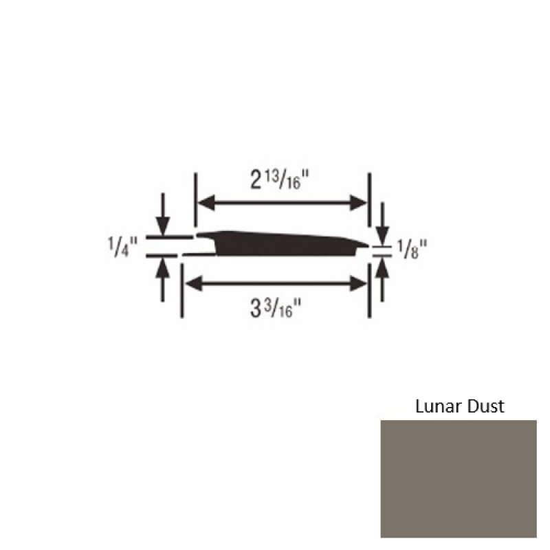 Solid 65 Lunar Dust Rubber Rolling Traffic Transition - 3 3/16" X 9 Ft (108") X 1/4" - 1/8"