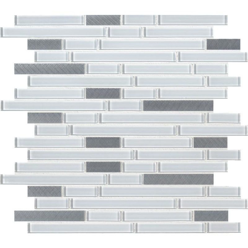 Decorative Blends Lucid Sky Glass & Metal Mosaic - Linear - Textured