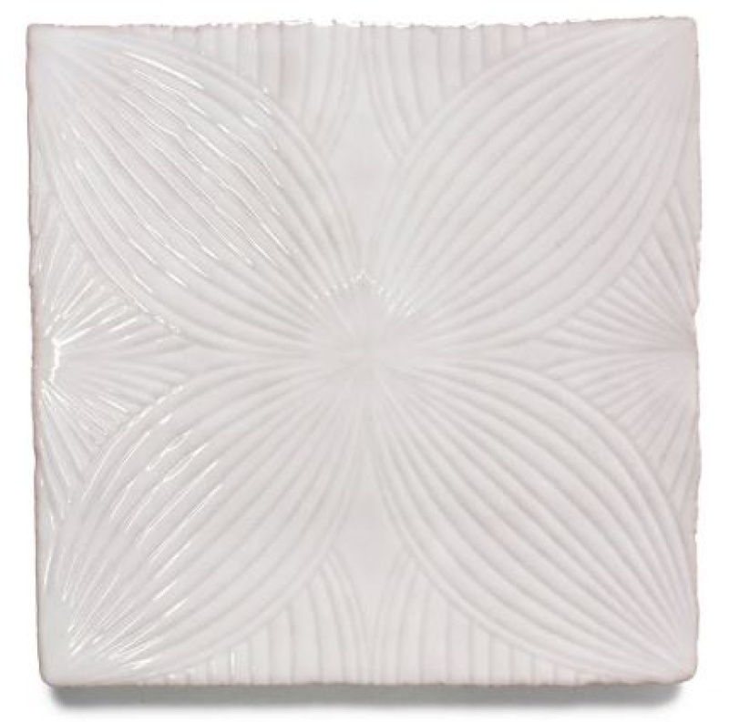 Melody Easton White Audrey Decor Ceramic Tile - Glossy - 5" X 5"