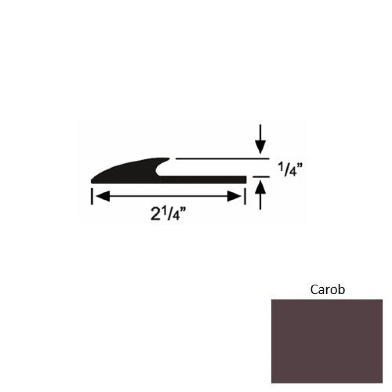 Solid 38 Carob Rubber Glue Down Carpet Edge - 2 1/4" X 9 Ft (108") X 1/4"