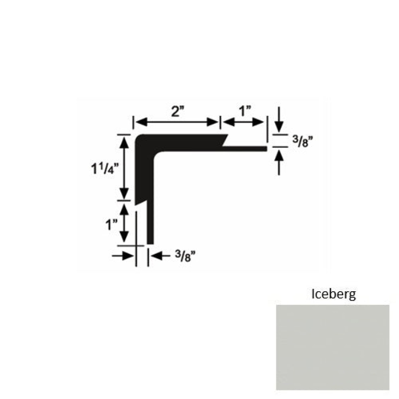 Solid 15 Iceberg Rubber Double Flange Carpet Stair Nosing