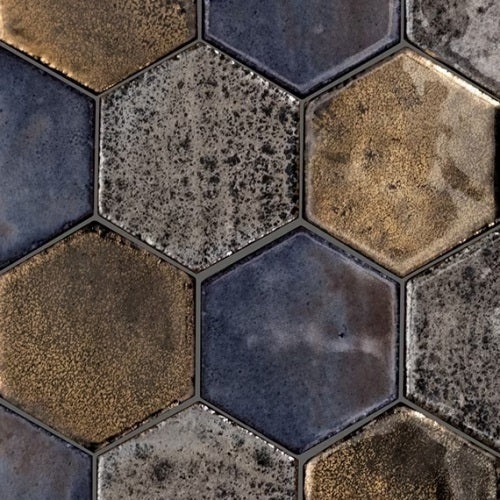 Empyrean Stare Bright Blend Ceramic Mosaic - 2" Hexagon - Glossy
