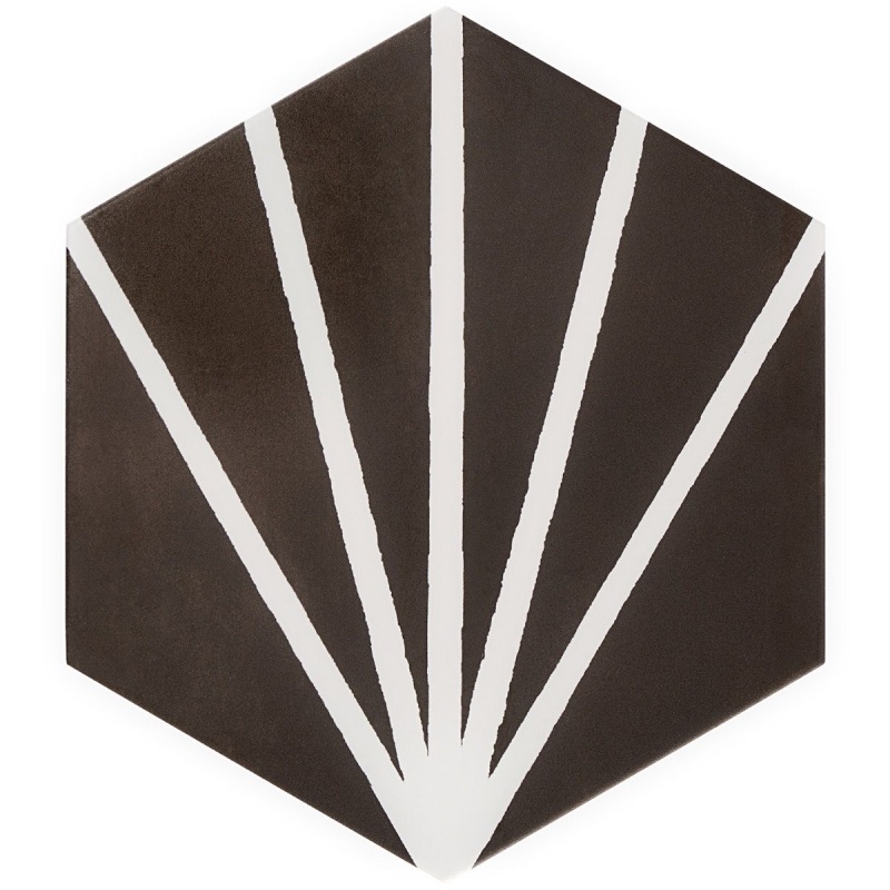 Radar Negro Striated Hexagon Porcelain Tile