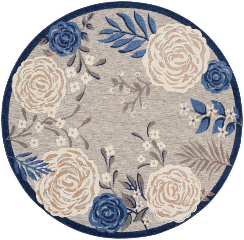 Aloha Alh32 Blue Grey Polypropylene Contemporary Area Rug