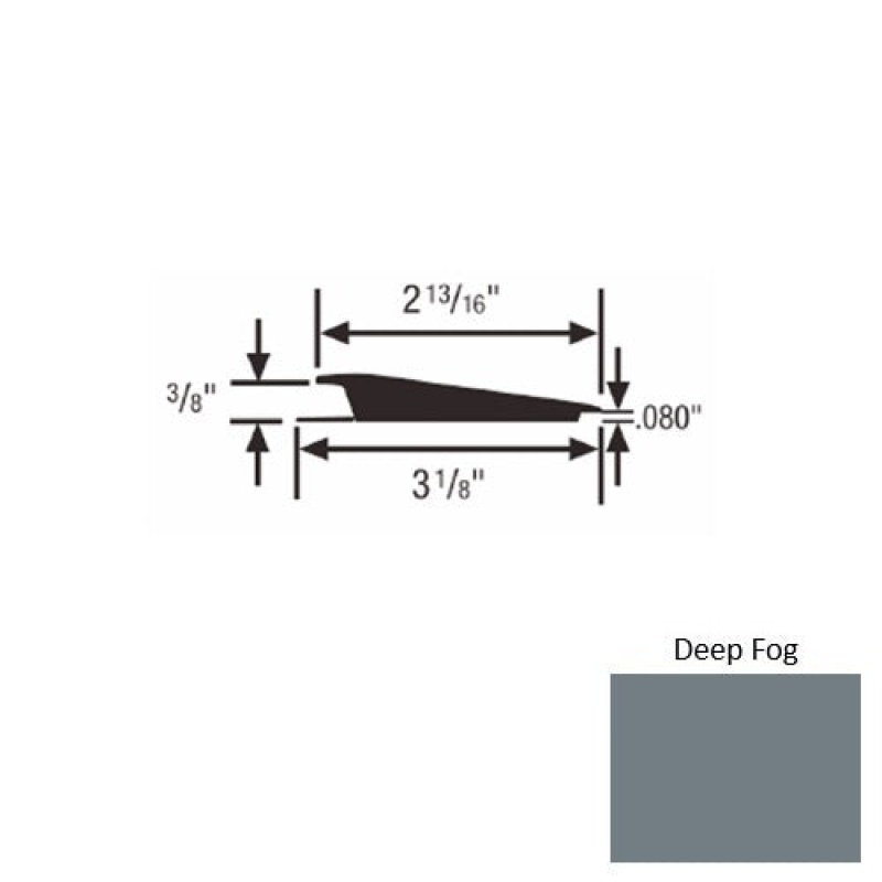 Solid 66 Deep Fog Rubber Rolling Traffic Transition - 3 1/8" X 9 Ft (108") X 3/8" - 0.080"