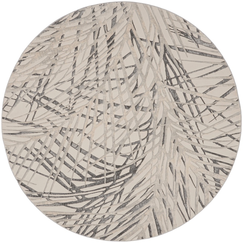 Rustic Textures Ivory / Grey Round Area Rug