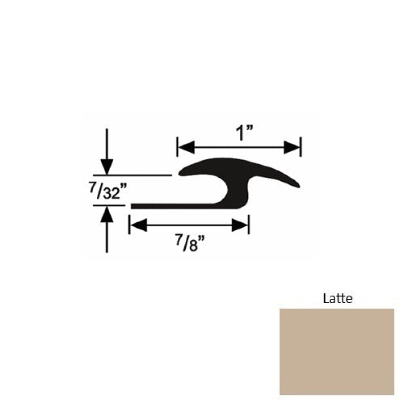 Solid 50 Latte Rubber Tile / Carpet Joiner - 7/8" X 9 Ft (108") X 7/32"