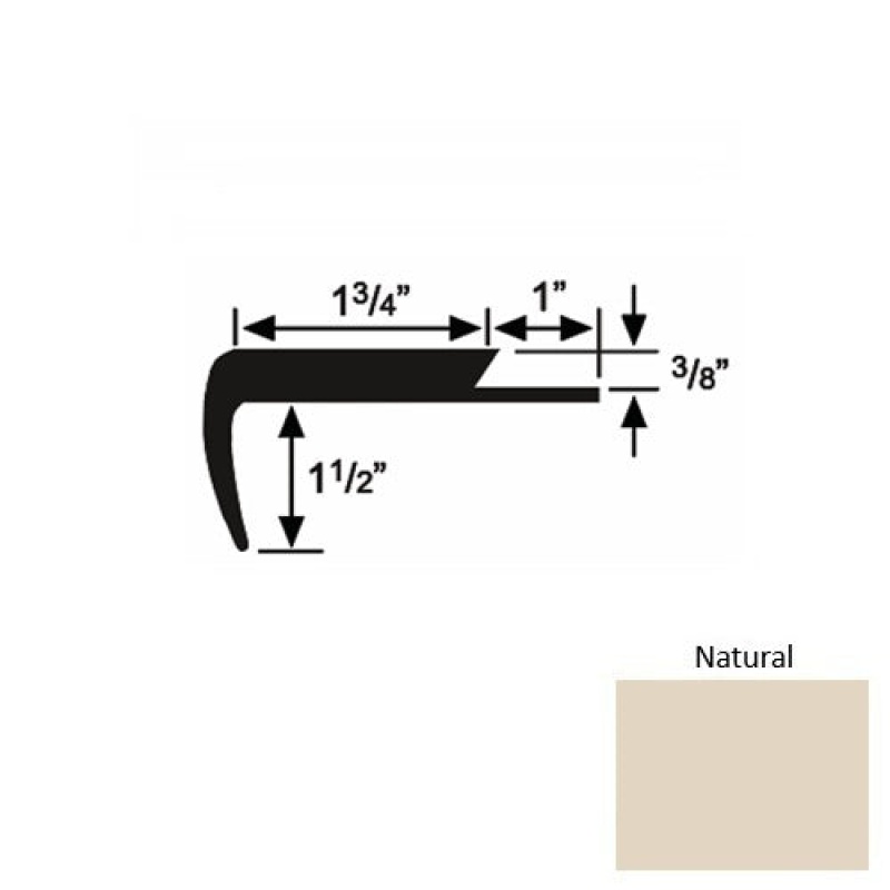 Solid 11 Natural Rubber Single Flange Carpet Stair Nosing